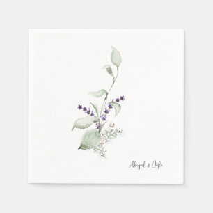 Names Foliage & Lavender Wedding personaliseren Servet