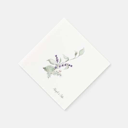 Names Foliage & Lavender Wedding personaliseren Servet (Hoek)
