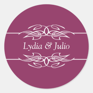 Names Invitation Dark Raspberry Ronde Sticker
