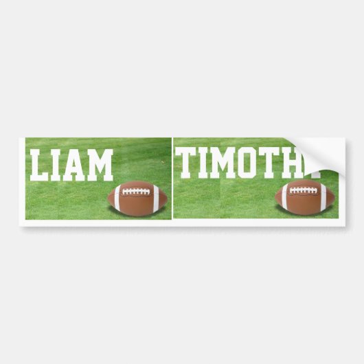 Names Liam & Timothy Football sign/sticker/magnet Bumpersticker (Voorkant)