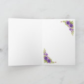 Names & Message on Purple Mauve Flowers & White Bedankkaart (Binnen)
