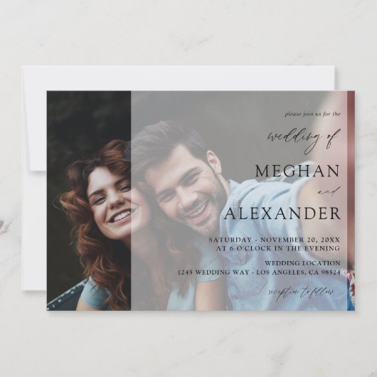 Names Modern Photo 8H Wedding Kaart (Voorkant)