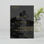 Names Modern Photo Black & Whit 6 Vertical Wedding Folie Uitnodiging (Staand Voorkant)