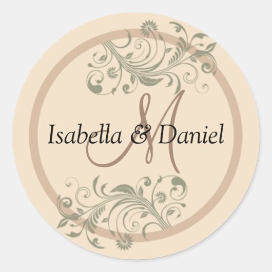 Names Monogram Bride Groom Wedding Gift Stickers (Voorkant)