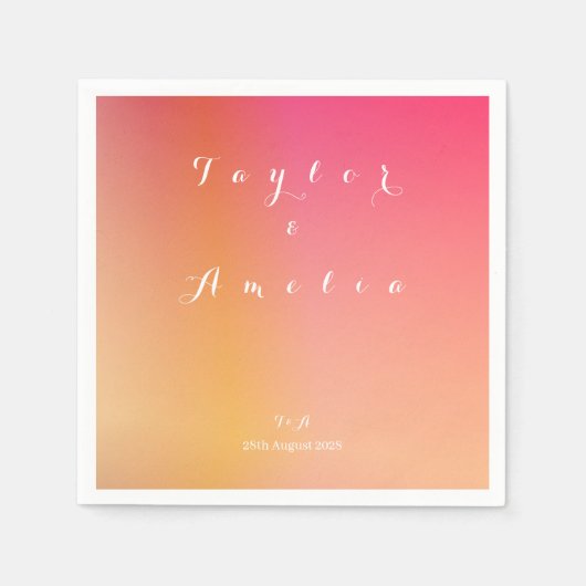 Names Monogram Minimale gradiëntbruiloft Servet (Voorkant)