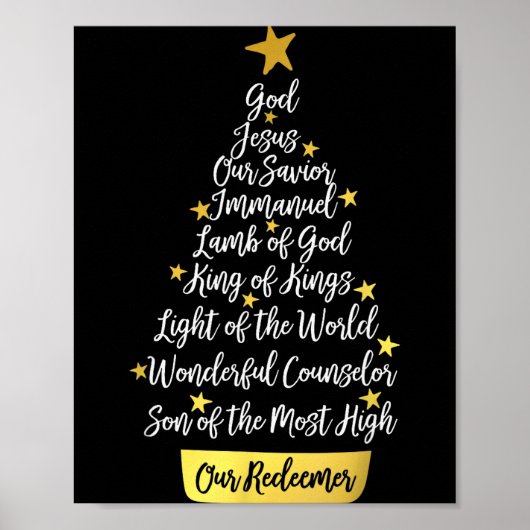 Names Of Jesus Christian Faith Christmas Tree  Poster (Voorkant)