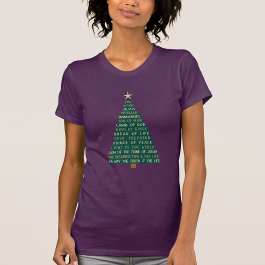 Names of Jesus Christmas Tree T-shirt (Voorkant)