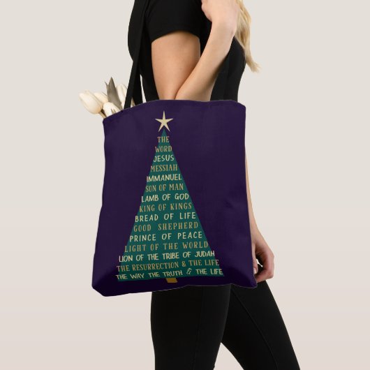 Names of Jesus Christmas Tree Tote Bag (Dichtbij)