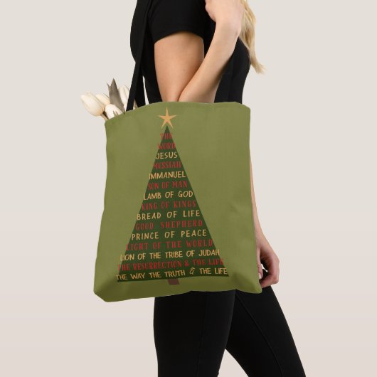 Names of Jesus Christmas Tree Tote Bag (Dichtbij)
