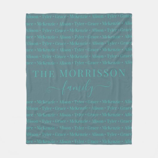 Names Pattern Modern Trendy Script van gezinslid Fleece Deken (Voorkant)