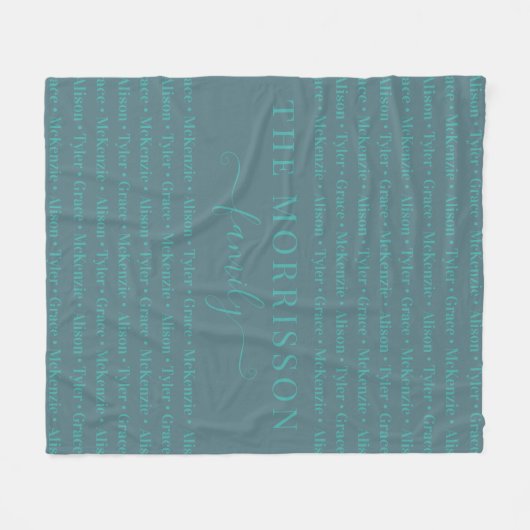 Names Pattern Modern Trendy Script van gezinslid Fleece Deken (Voorkant (Horizontaal))