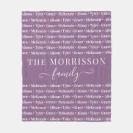Names Pattern Modern Trendy Script van gezinslid Fleece Deken
