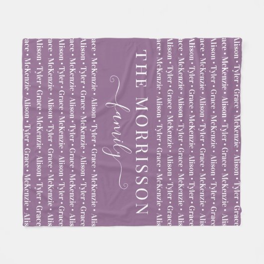 Names Pattern Modern Trendy Script van gezinslid Fleece Deken (Voorkant (Horizontaal))