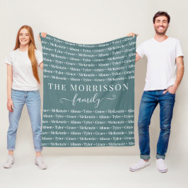Names Pattern Modern Trendy Script van gezinslid Fleece Deken
