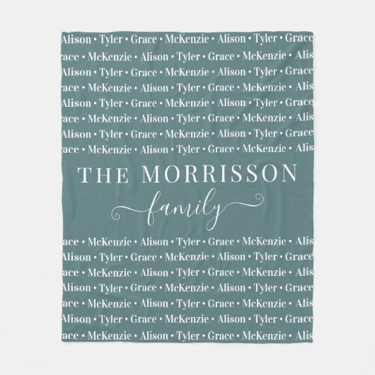 Names Pattern Modern Trendy Script van gezinslid Fleece Deken (Voorkant)