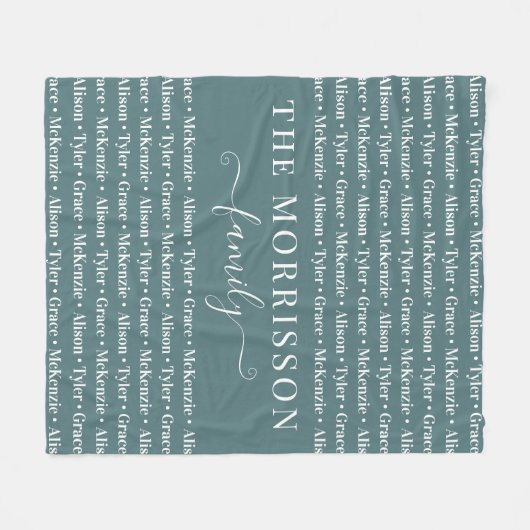 Names Pattern Modern Trendy Script van gezinslid Fleece Deken (Voorkant (Horizontaal))