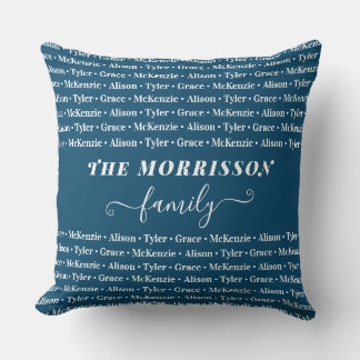 Names Pattern Modern Trendy Script van gezinslid Kussen