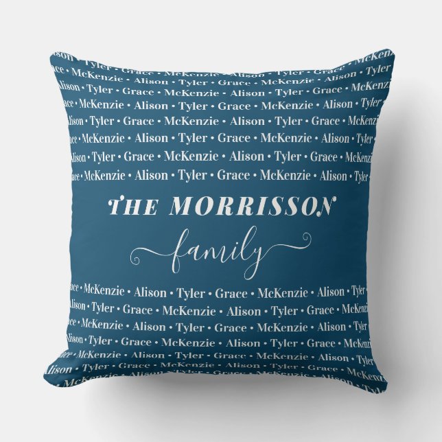 Names Pattern Modern Trendy Script van gezinslid Kussen (Voorkant)