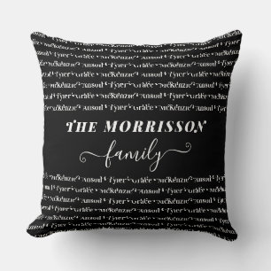 Names Pattern Modern Trendy Script van gezinslid Kussen