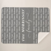 Names Pattern Modern Trendy Script van gezinslid Sherpa Deken (Voorkant (horizontaal))