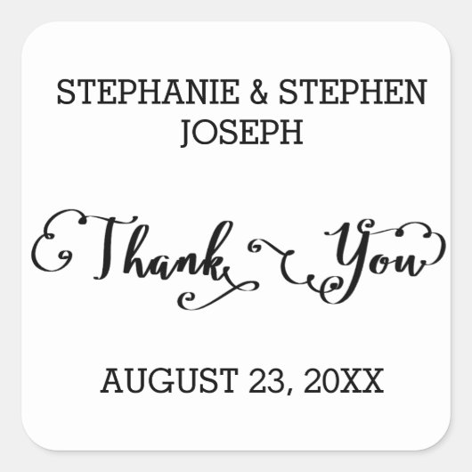 Names Script Hartelijk dank - Square Sticker (Voorkant)