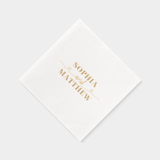 Names Script Heart Wedding Folie Servetten (Rechts)