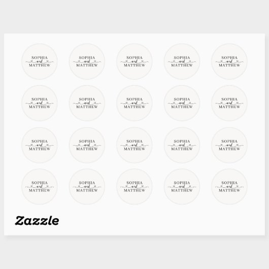 Names Script Heart Wedding Ronde Sticker (Vel)