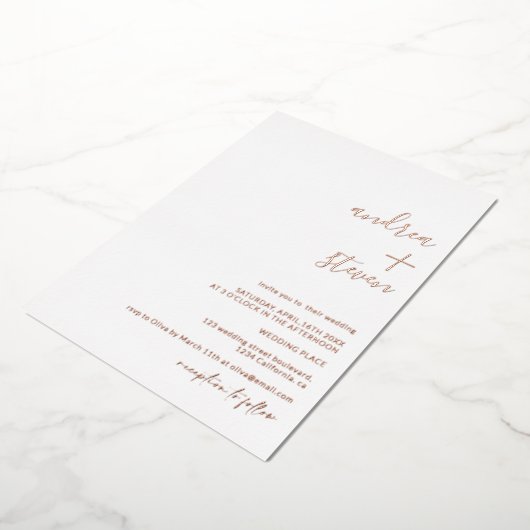 Names script het eenvoudige script roos gold folie uitnodiging (Gedraaid)