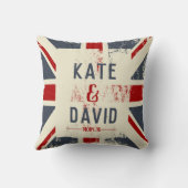 Names Wedding Gift van de Unie Jack Couple in nood Kussen (Achterkant)