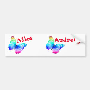 Nametags Alice en Audreigh Multicolored Butterfly Bumpersticker