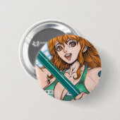 Nami ~ Kat Dief Ronde Button 5,7 Cm (Voorkant /achterkant)