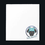 NamiBear Logo Notitieblok<br><div class="desc">Nami Beer is een pit stier. Het enige angstaanjagende aan haar is het beer pet dat ze draagt! Dit is een tekening van een zwarte roofhond met een blauw beer pet met een gruwelijk gezicht. De hond heeft een schattige blik, maar het beer ziet er eng uit. We proberen te...</div>