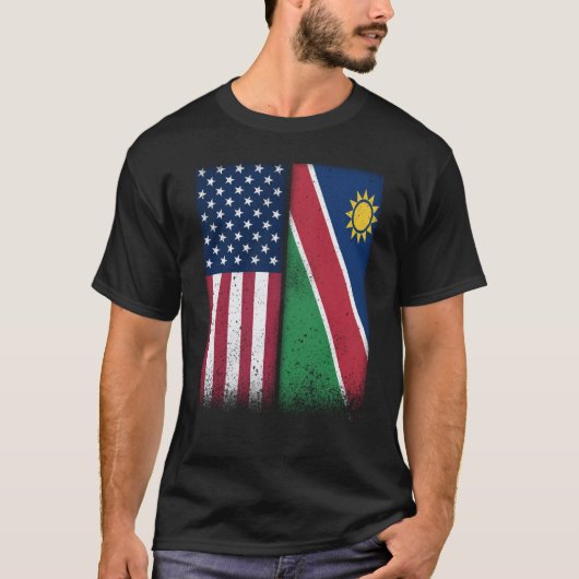Namibia Namibian American Flags Proud USA Namibia T-shirt (Voorkant)