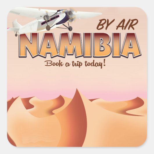 Namibia vintage vluchtposter. vierkante sticker (Voorkant)