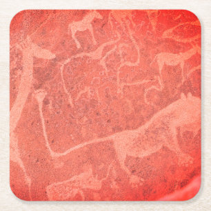 Namibië Africa Rock Art Painting Kartonnen Onderzetters