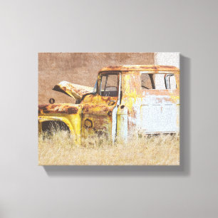 Namibië Afrika verliet landschap autowrak Canvas Afdruk