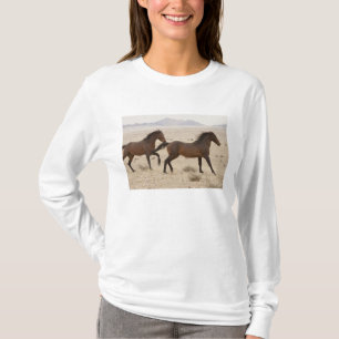 Namibië, Aus. Wilde paarden rennen op Namib T-shirt