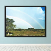 Namibië Dubbele Regenboog Canvas Afdruk (Insitu (Houten vloer))