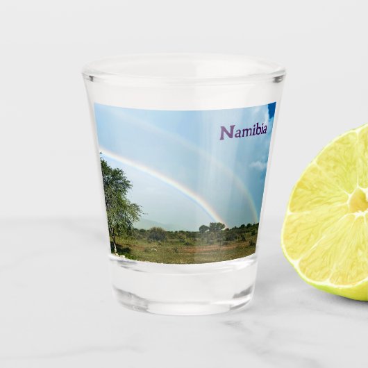 Namibië dubbele regenboog shot glas (Voorkant)