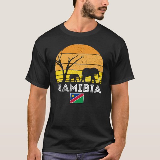 Namibië Elephant Safari Sunset T-Shirt (Voorkant)