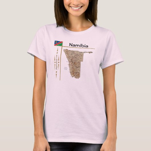 Namibië Kaart + vlag + titel T-shirt (Voorkant)