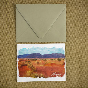 Namibië Landschap Panorama Aquarel Schilderij Briefkaart