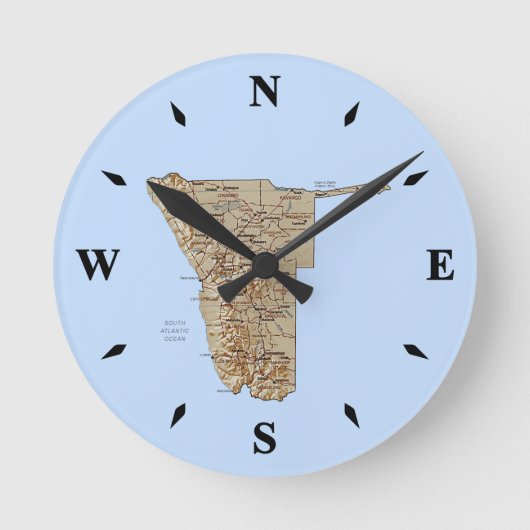 Namibië Map Clock Ronde Klok (Voorkant)