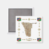 Namibië Map + Flags Magnet (Voorkant / Achterkant)