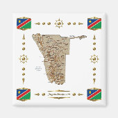 Namibië Map + Flags Magnet (Voorkant)