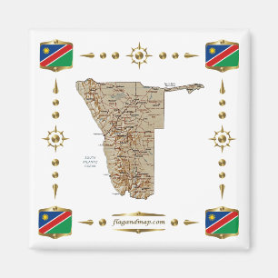 Namibië Map + Flags Magnet