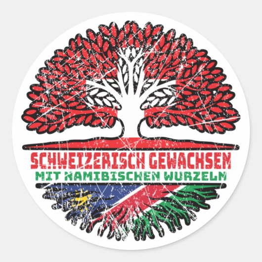 Namibië Namibisch Schweizer Schweiz Baum Wurzel Ronde Sticker (Voorkant)