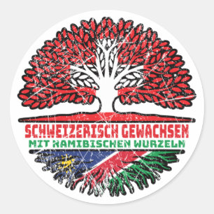 Namibië Namibisch Schweizer Schweiz Baum Wurzel Ronde Sticker