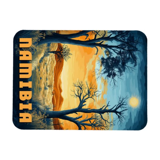 Namibië - Retro Afrikaanse Safari Magneet (Horizontaal)