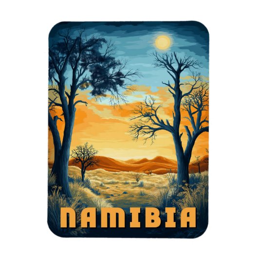 Namibië - Retro Afrikaanse Safari Magneet (Verticaal)